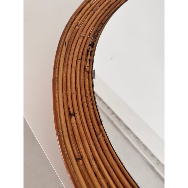 Mid-Century Italian Circular Rattan Wall Mirror in the style of Vivai Del Sud, 1960s For Sale - Image 14 of 16