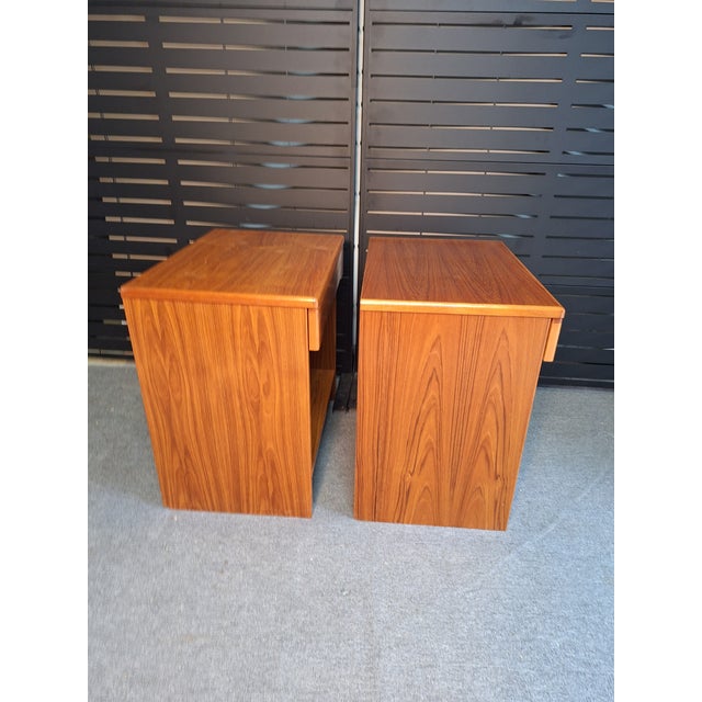 1970s Pair of Mid-Century Modern Danish Teak Nightstands For Sale - Image 4 of 12
