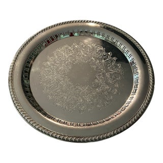 Mid 20th Century Vintage Round Tray Silverplate For Sale