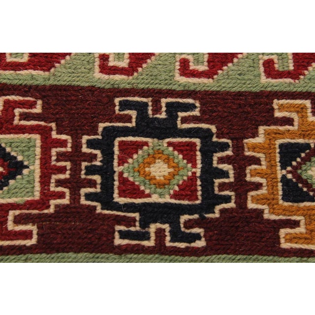1970s 1970s Semi Vintage Soumakh Rust Wool Rug - 5′ × 7′2″ For Sale - Image 5 of 9