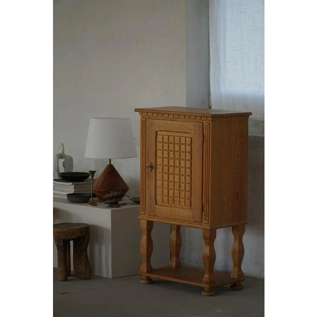Mid-Century Modern Sculptural Carved Oak Cabinet, Denmark, 1950s For Sale - Image 18 of 18