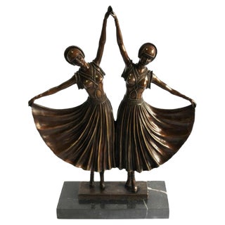 20th Century Art Deco Style Dancers in Bronze For Sale