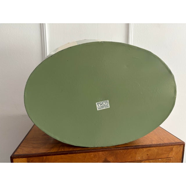 Vintage Scalloped Green and White Striped Urn For Sale - Image 12 of 12