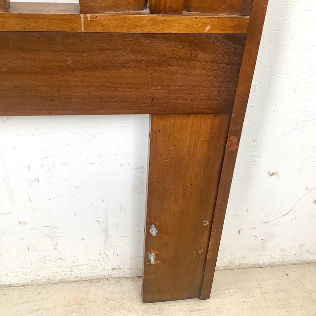 Vintage Mid-Century Modern Walnut Queen Headboard With Architectural Slat Design For Sale - Image 11 of 15