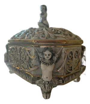 1930s Italian R. Capodimonte Porcelain Footed Trinket Box With Lid