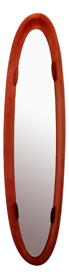Mid-Century Italian Oval Wall Mirror in Teak by Campo E. Graffi, 1970s