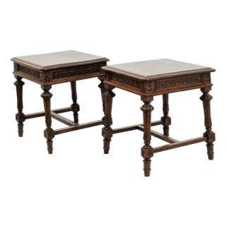 Umbertine Hand-Carved Walnut Side Tables, Italy, Late 19th Century, 1890s, Set of 2 For Sale