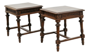 Umbertine Hand-Carved Walnut Side Tables, Italy, Late 19th Century, 1890s, Set of 2