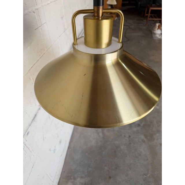 Brass 1970s Mid-Century Modern Lyskær Belysning Golden Brass Pendant Light Fixture Danish Ceiling Lamp Danish For Sale - Image 8 of 12