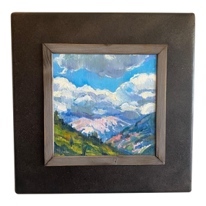 "High Noon" ~ Lorie Batson, Original Oil Painting, This Painting Captures a Bright Mountain Landscape Under a Dramatic Midday Sky.