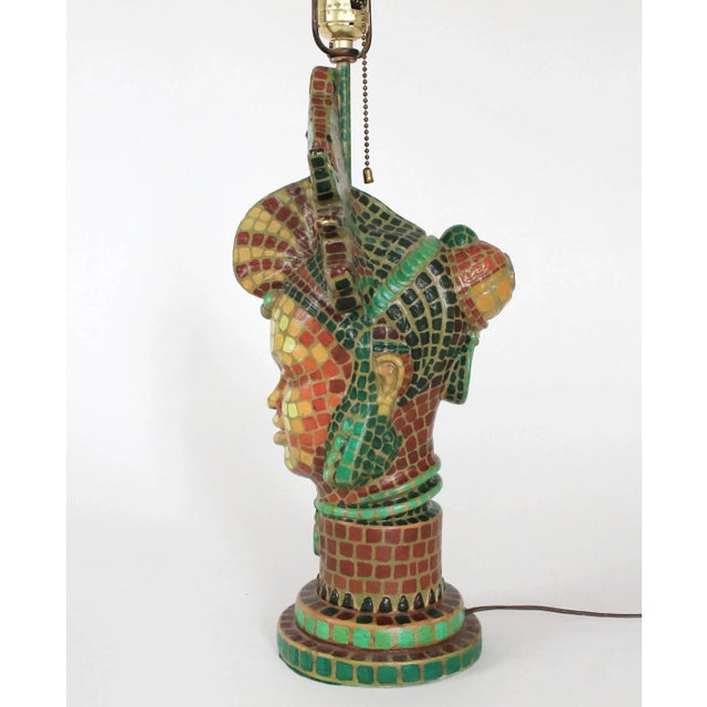 Vintage Tribal Figural Table Lamp For Sale - Image 4 of 13