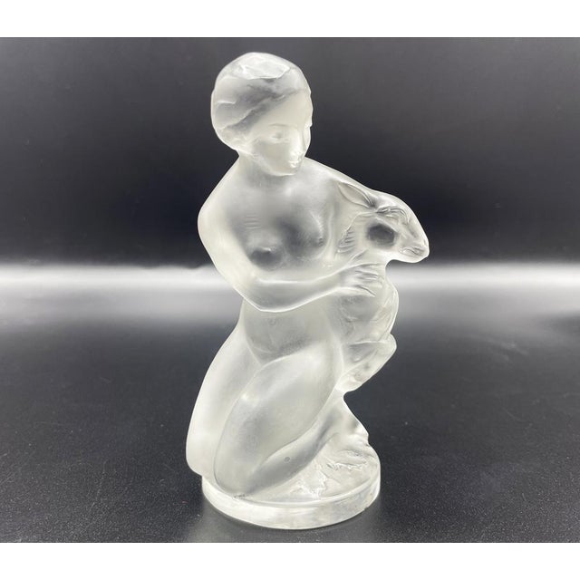 Glass Lady with a Fawn Figurine in Crystal, 1980s For Sale - Image 7 of 15