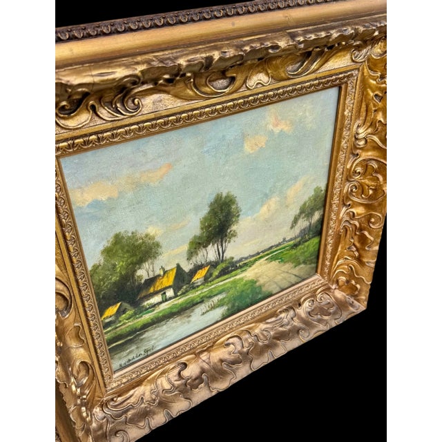 Antique European Pastoral Landscape Oil on Canvas, Signed by Artist For Sale - Image 4 of 10