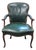 Antique French Green Leather Arm Chair For Sale