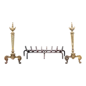 Antique Neoclassical Brass Andirons—A Pair