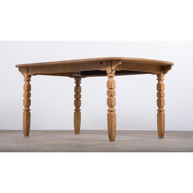 Brutalist Vintage Oval Brutalist Oak Dining Table by Henning Kjærnulf, Denmark, 1960s For Sale - Image 3 of 14