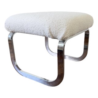 MCM Cantilever Chrome Ottoman Stool by Milo Baughman for Dia For Sale