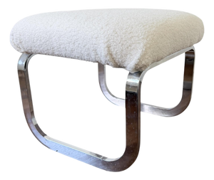 MCM Cantilever Chrome Ottoman Stool by Milo Baughman for Dia