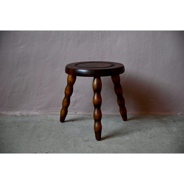 Brutalist Brutalist Tripod Stool in Wood, 1940s For Sale - Image 3 of 6
