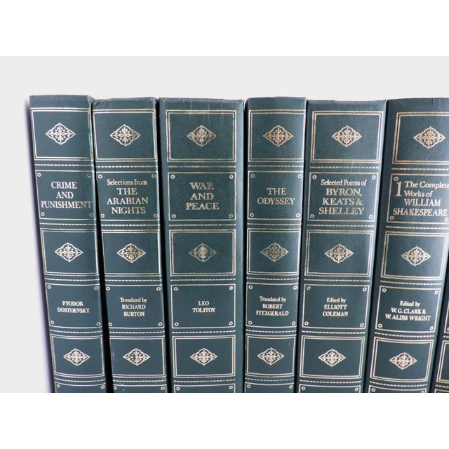 1960s Dark Green with Gold Accent Books Set of 14 Chairish