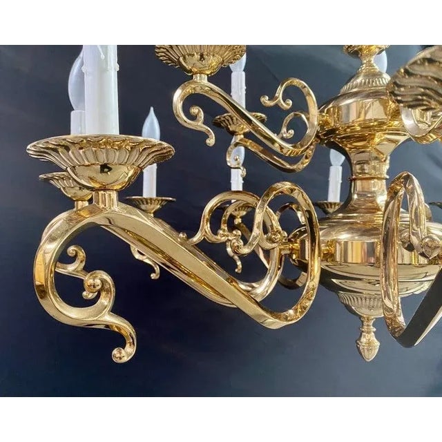 English Victorian Style Brass Chandelier, 15 Arms For Sale - Image 12 of 12
