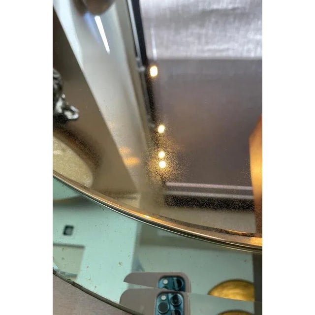 Glass Mirror with Light Blue Glass Border, 1950s For Sale - Image 7 of 12