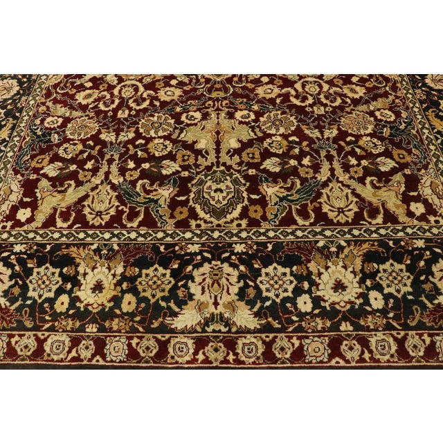Late 20th Century Traditional Vintage Indian Rug With Baroque Damask Style - 07'09 X 09'09 For Sale - Image 5 of 11