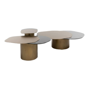 Set of 3 Modern Irregular Shaped Kaylee Coffee Table Set in Brass