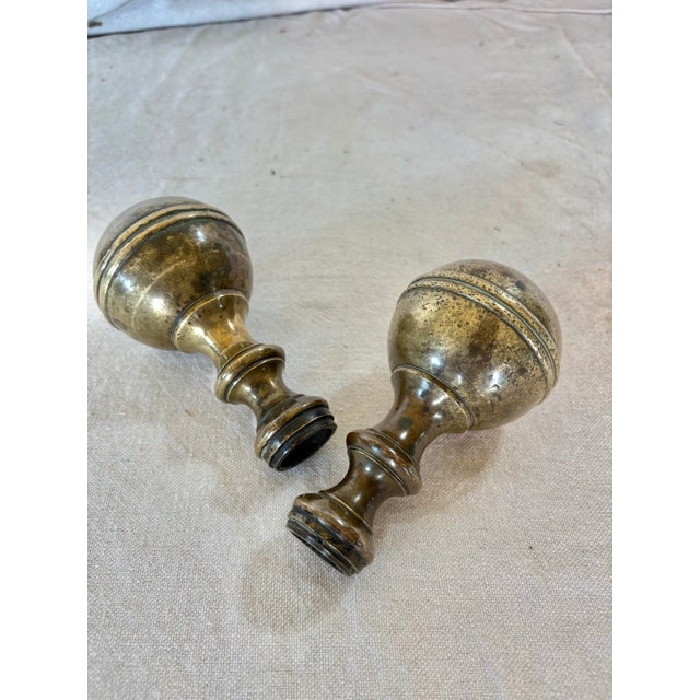 19th Century Large Brass Orb Finials - A Pair For Sale - Image 12 of 12