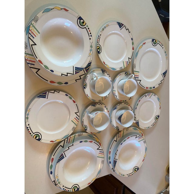 Mikasa Ultima + Super Strong Fine China Set Hk 232 Headline Postmodern, colorful geometric design Freezer to Oven and...