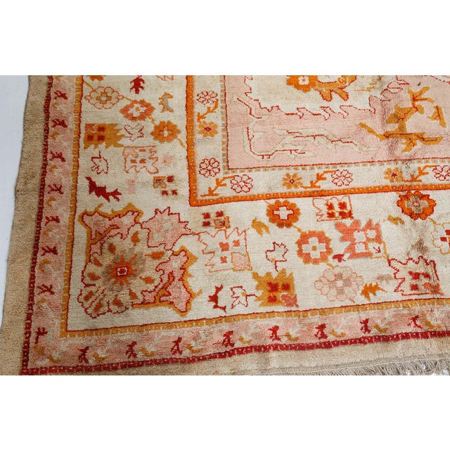 Textile Antique Turkish Oushak Rug  Botanical Elegance in Soft Pastels For Sale - Image 7 of 8