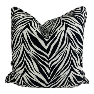 Zebra Print Woven Outdoor 22” Pillows-A Pair For Sale