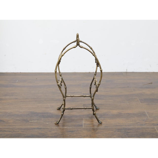 Mid 20th Century French Brass Faux Bamboo Wine Rack with Arching Motifs and Pad Feet For Sale In Atlanta - Image 6 of 12