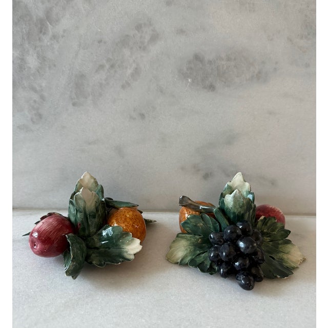 Capodimonte Vintage Italian Capodimonte Ceramic Fruit Candle Holders by Visconti Mollica For Sale - Image 4 of 15