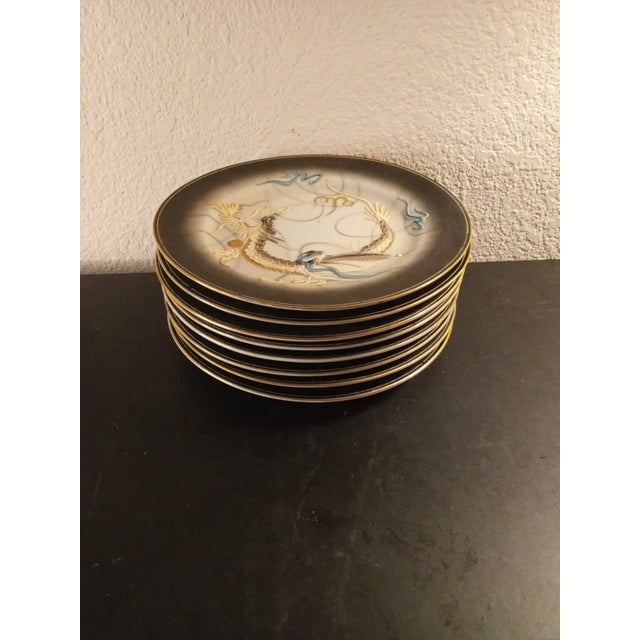 Japanese 1950s Dragonware Salad/Desert Plates- Set of 8 Made in Japan For Sale - Image 3 of 7