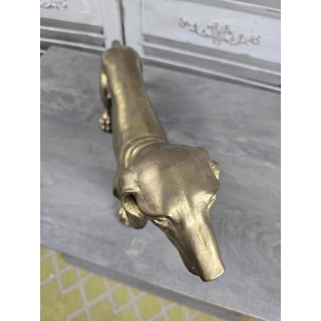 Bronze Dachshund Dog Sculpture with Polished Gold Finish For Sale - Image 9 of 14