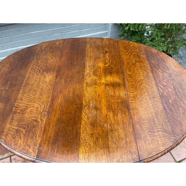 Antique English Table Drop Leaf Gateleg Barley Twist Oak Oval C. 1920-30s For Sale - Image 4 of 10