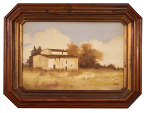 Italian Artist, Landscape, 1960s, Oil on Masonite, Framed