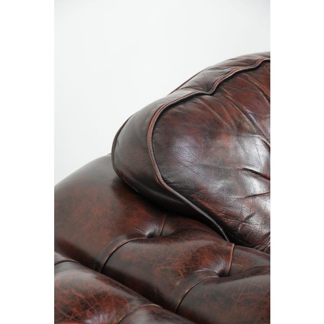 English Style Red-Mottled Cowhide Chesterfield Armchairs, Set of 2 For Sale - Image 14 of 16