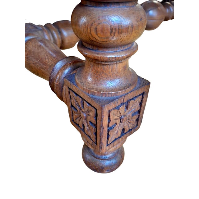 Renaissance Revival-Style Oak Library Table With Drawer For Sale - Image 14 of 14