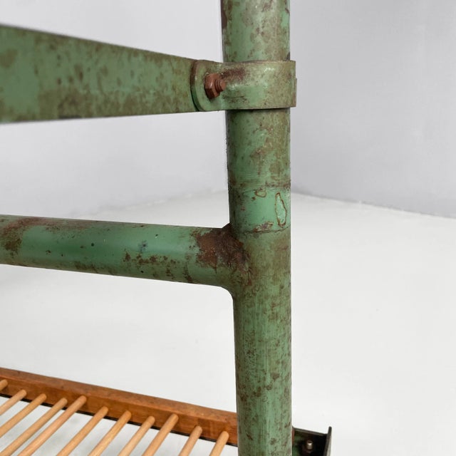Industrial Italian Cart in Wood and Green Metal, 1920s For Sale - Image 14 of 17