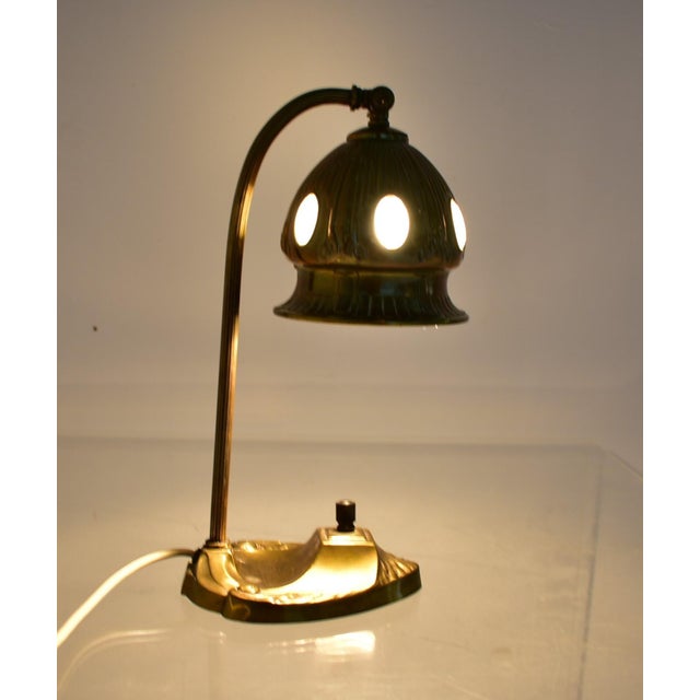 Vintage Vienna Secession style Table Lamp in Brass & Glass, Austria, 1930s For Sale - Image 18 of 18