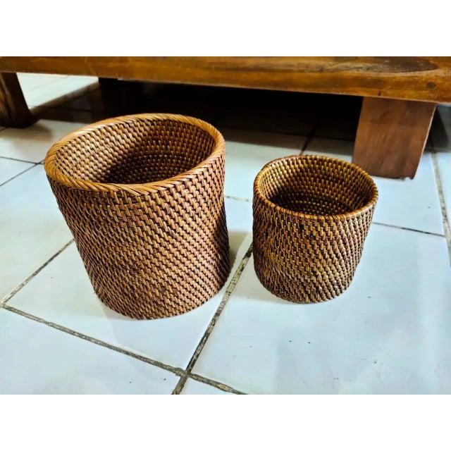 Rattan Cup Holder Large For Sale In Los Angeles - Image 6 of 7