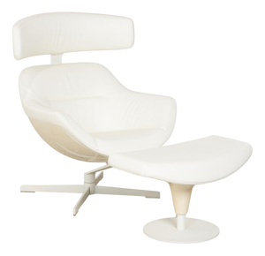 Set of Auckland Leather Chair with Footstool from Cassina