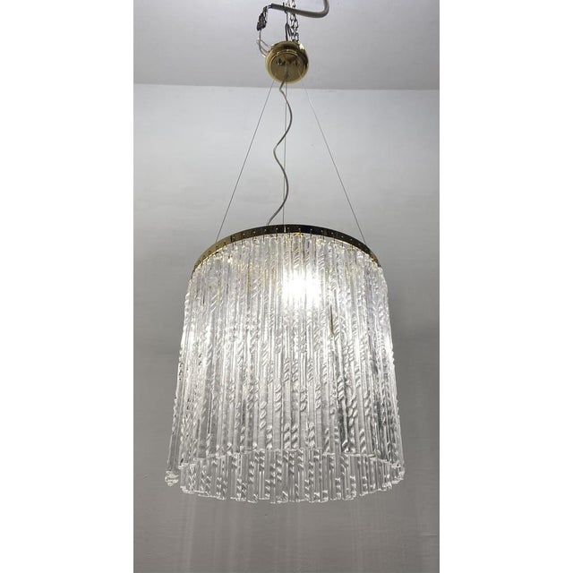 Murano Glass Rod Brass Light Pendant, 1980s For Sale - Image 7 of 12
