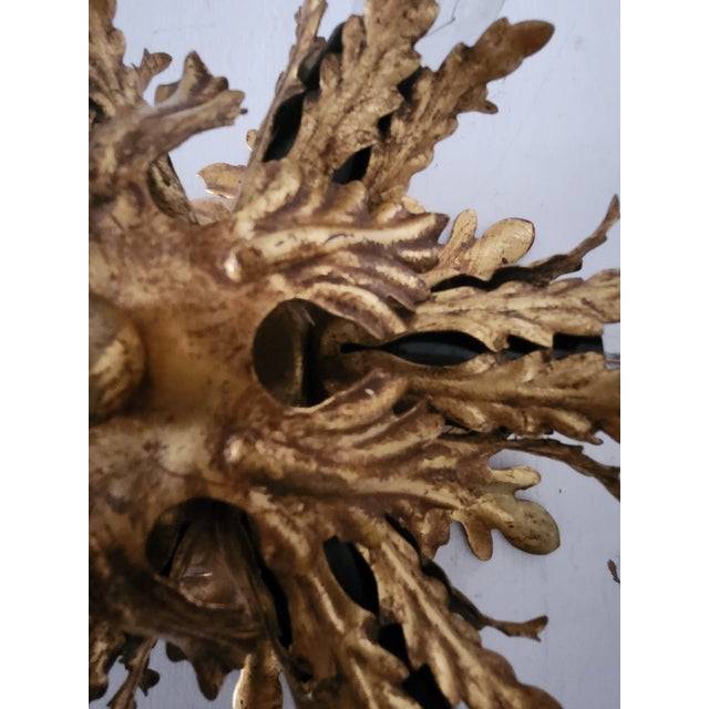Gold-Plated Six-Light Florentine Wall Lamp, 1960s For Sale - Image 15 of 18