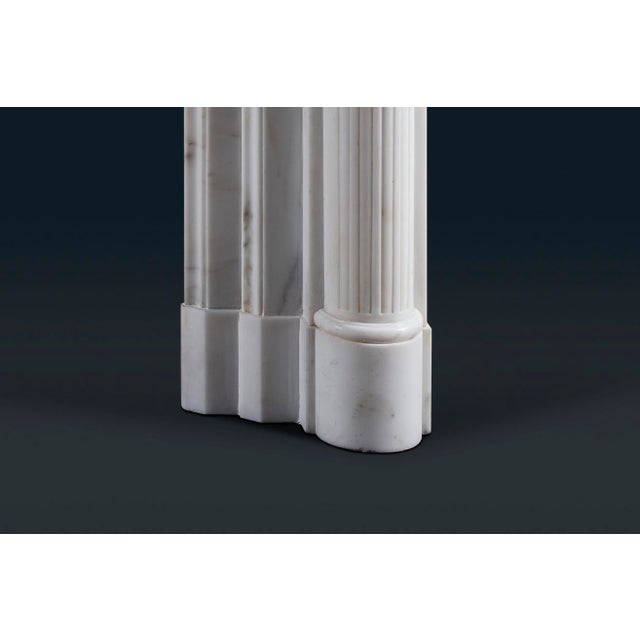 Stone Antique French Louis XVI Style Statuary Marble Fireplace Surround For Sale - Image 7 of 9