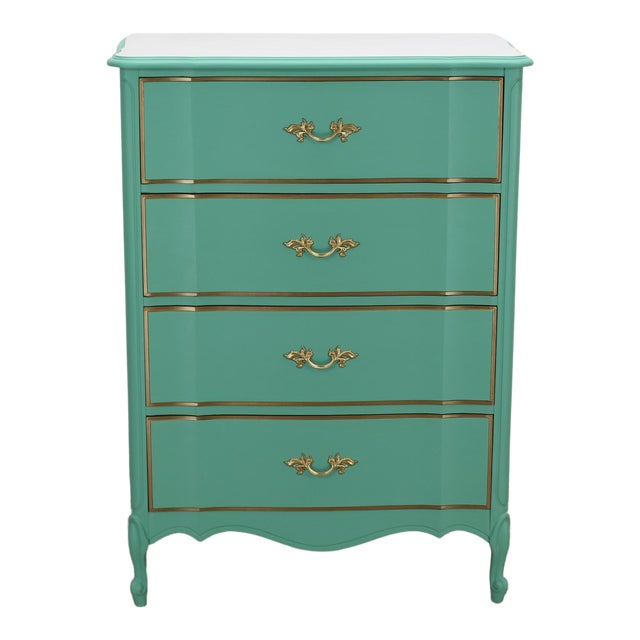 French Provincial Chest Of Drawers Pastel Green Lingerie Chest