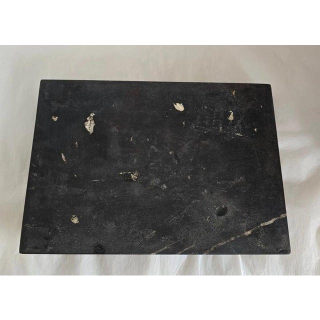 Antique Victorian Ashford Black Marble Pietra Dura Twin Inkwell Stand, 1865 For Sale - Image 15 of 18