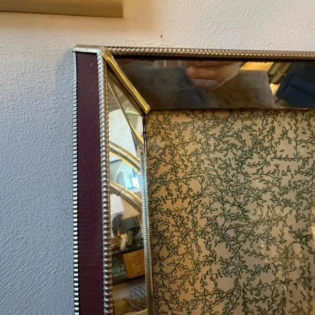 Two 1930s Art Deco Brass, Burgundy and Mirrored Glass Italian Picture Frames For Sale - Image 10 of 12